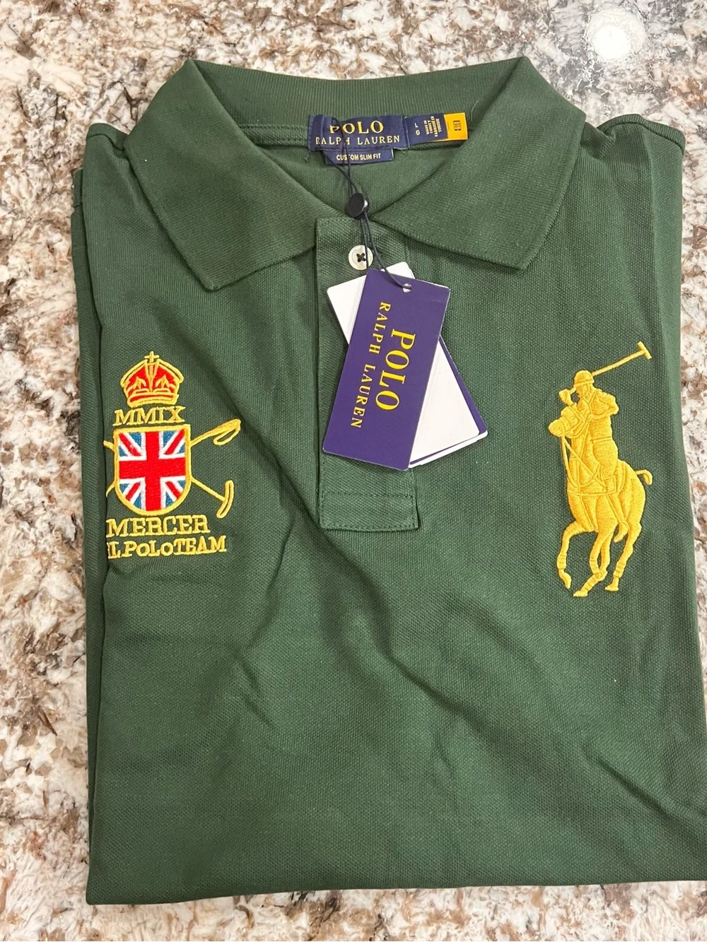 Ralph Lauren Forest Green Polo with Yellow Pony Emblem